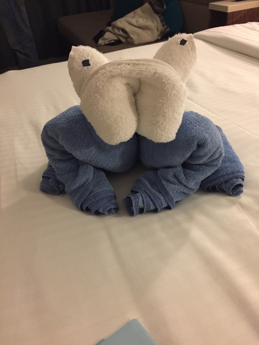 Frog made out of towels.
