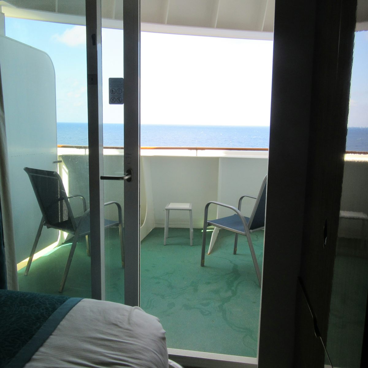 11001 Balcony on NCL EPIC.  You cannot see the ocean from your bed or sofa