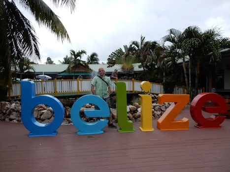 Me standing with the welcome to Belize sign at the port.