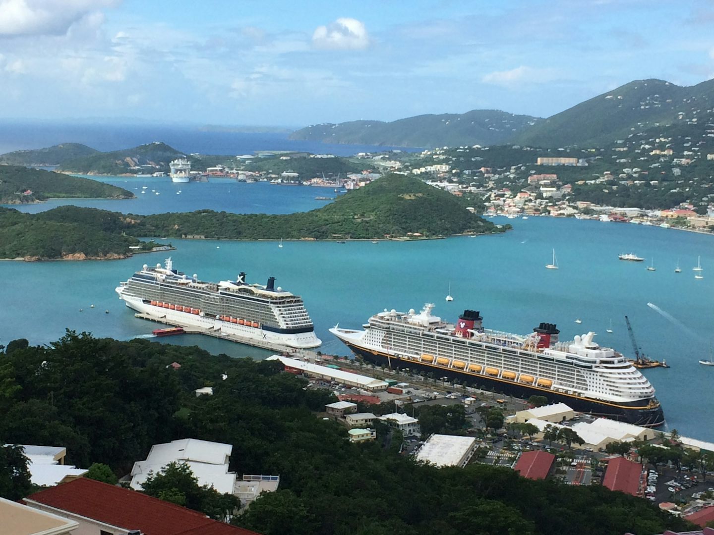 The view of our ship from Paradise Point in St. Thomas