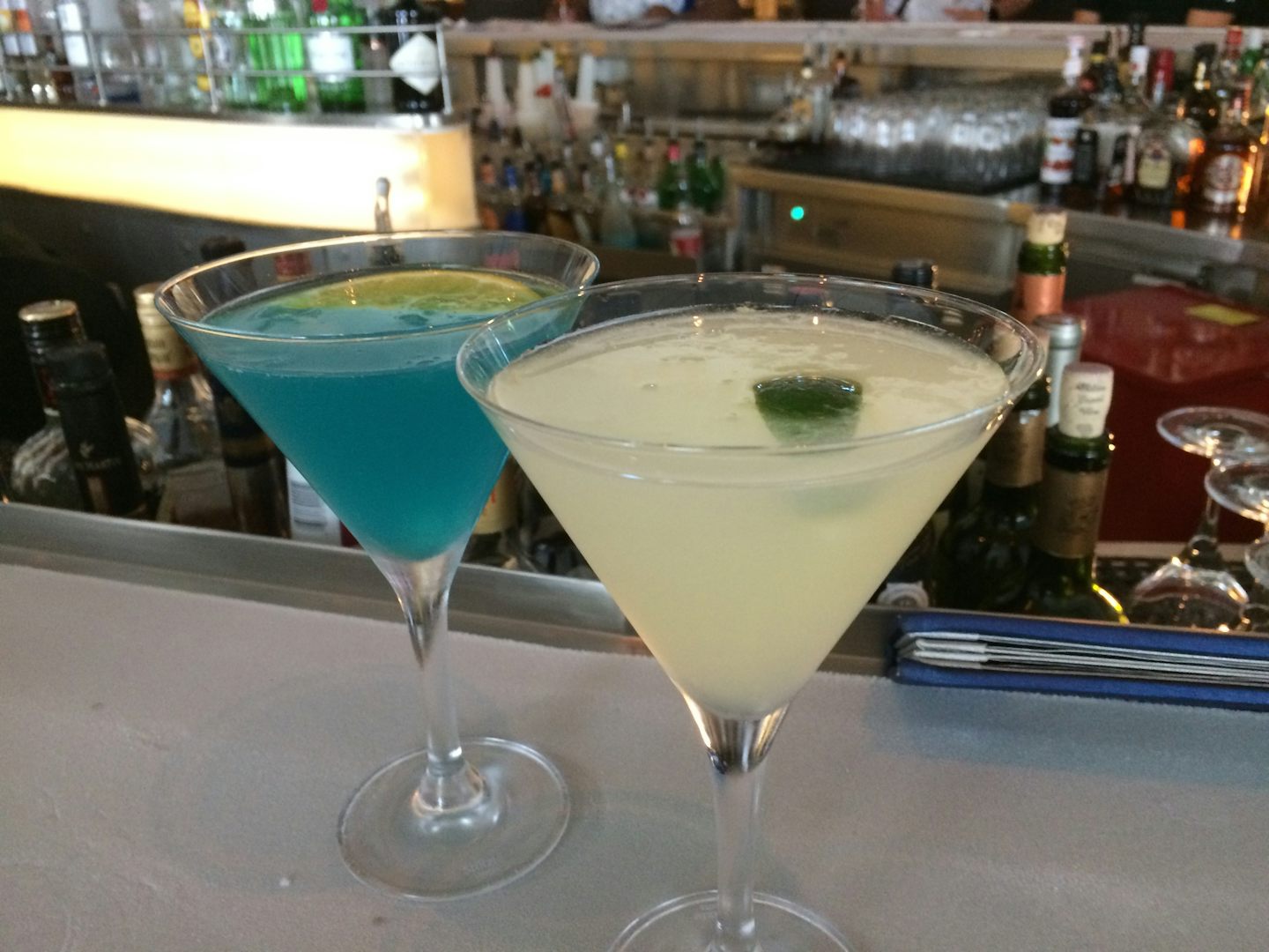 Martini Bar cocktails on iced bartop