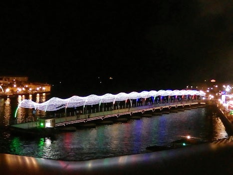 Curacao - Holiday lights on Queen Emma Bridge