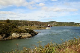 Saint John, New Brunswick - Reversing Falls - waters is streaming into the