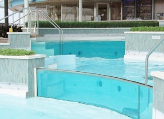 Waterfall pools in the solarium