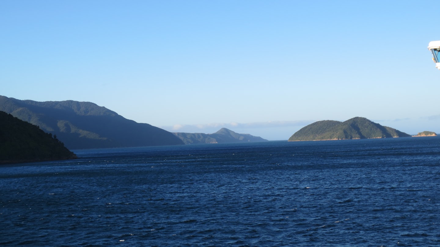 NZ coastline entering port of Picton