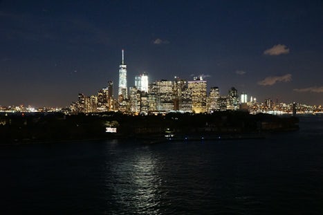 New York skyline from ship on the evening of embarkation