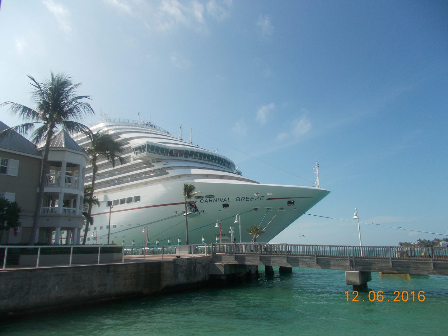 The Carnival Breeze docked at Key West, FL