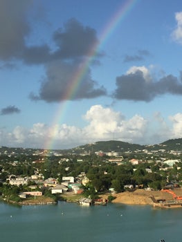 Rainbow from sun deck in Antigua