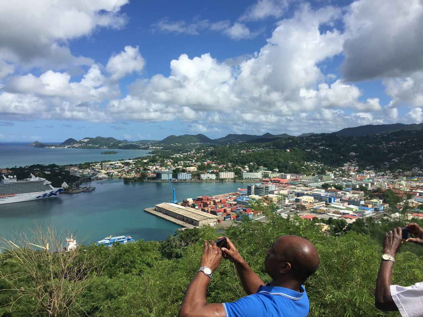 Royal Princess docked in a scenic harbor in St. Lucia