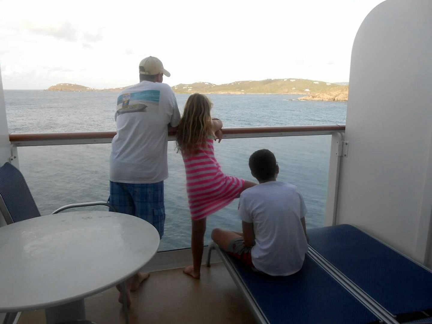 Sailing into St. Thomas, enjoying our large balcony to take in the sights.