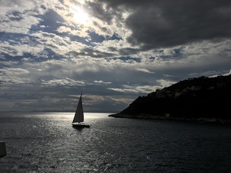 A yatch sailing out of Vile Franche