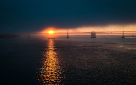 Coming into San Francisco port at sunrise