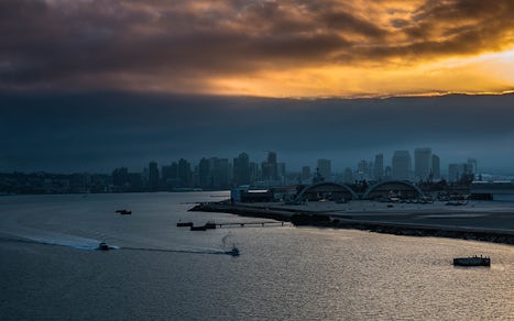 Coming into San Diego port at sunrise.