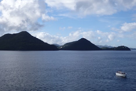 St. Lucia as seen from anchored ship near Pigeon Island
