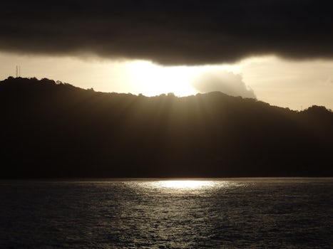 Sunrise as we arrived into Tobago (Man-O-War Bay)