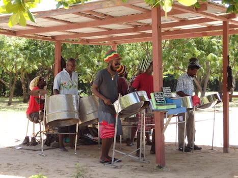 Local Steel Drum Band performing for us at day-long Beach BBQ on Mayreau