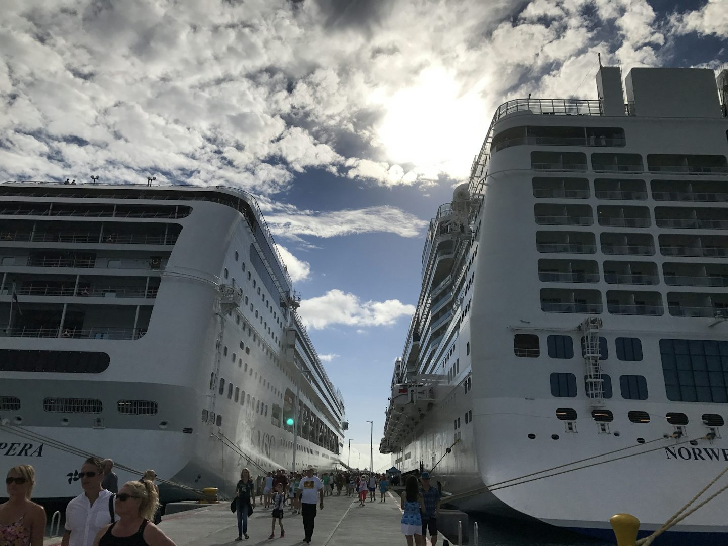 Tortola next to a MSC cruise ship