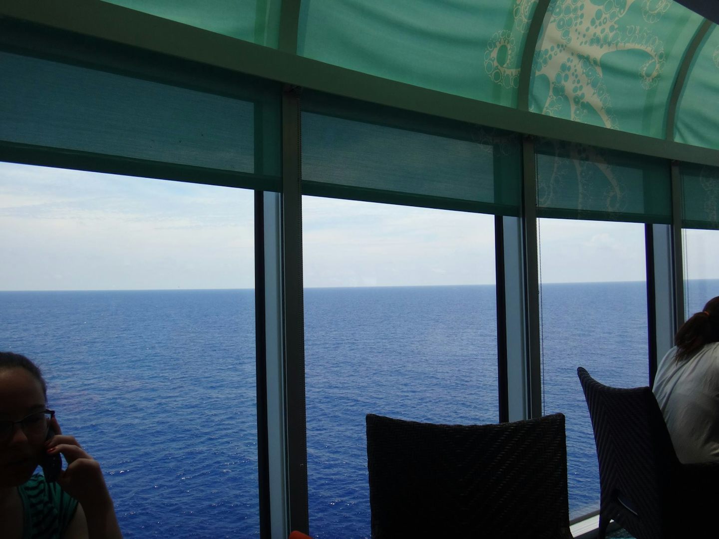 From the buffet at the back of the ship.  Beautiful view from inside as well.