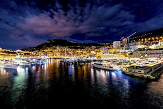Evening in the port of Monte Carlo a few hours before sailing.