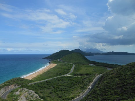 The Atlantic Ocean and The Caribbean Sea on opposite sides of St. Kitts. A remarkable view.