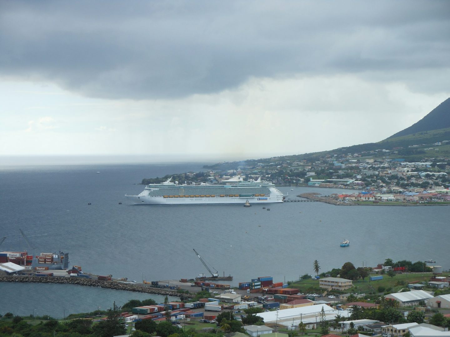 The best view of the Freedom of the Seas and St. Kitts possible! 360 views from this lookout point.