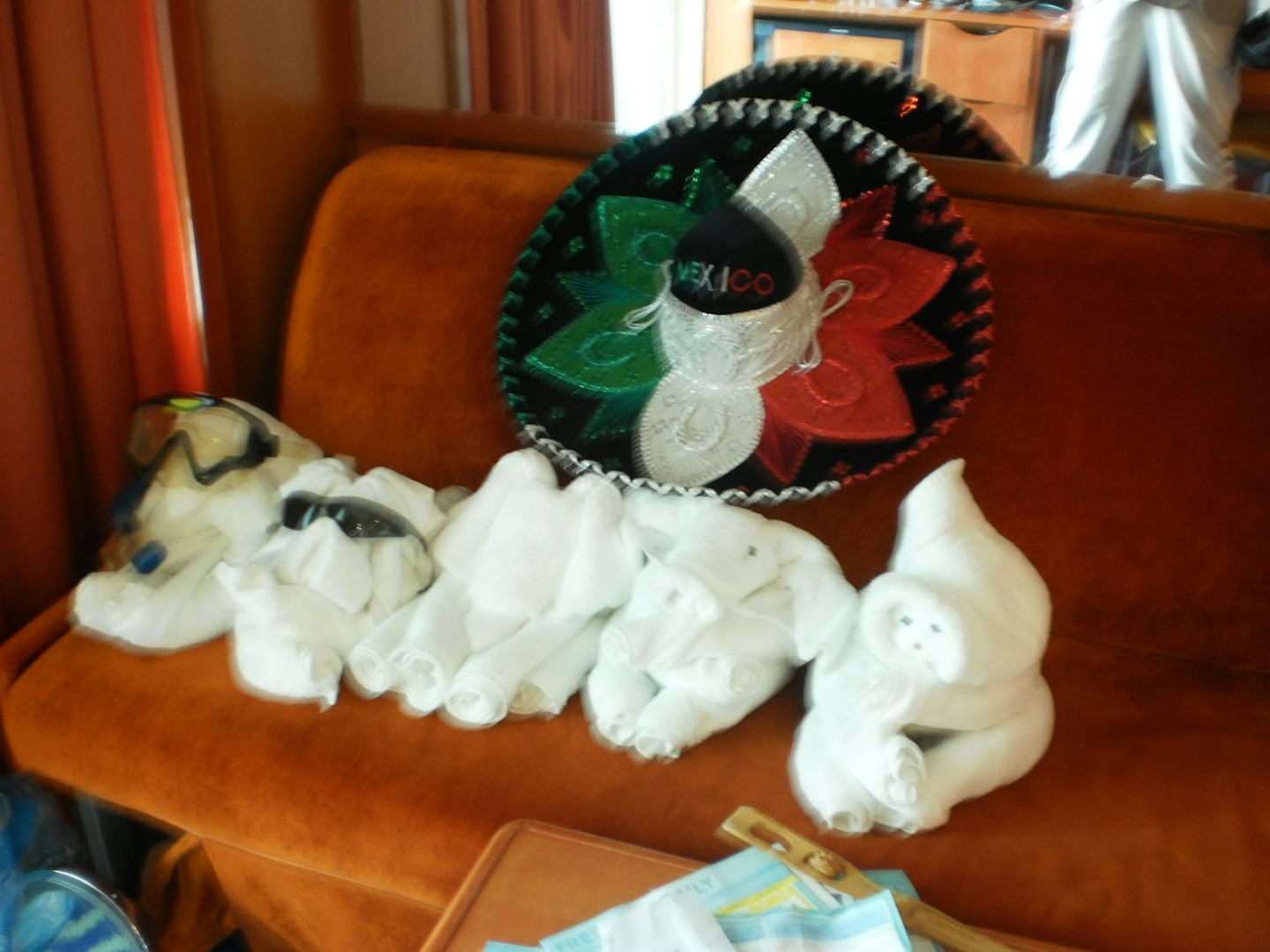 All the towel animals hanging out ton the sofa