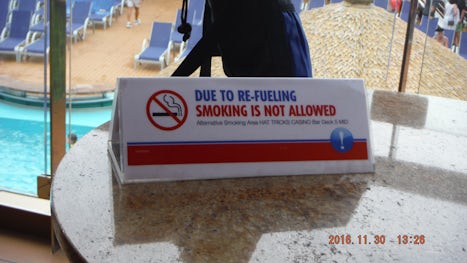 A no smoking sign while refueling the ship.  We don