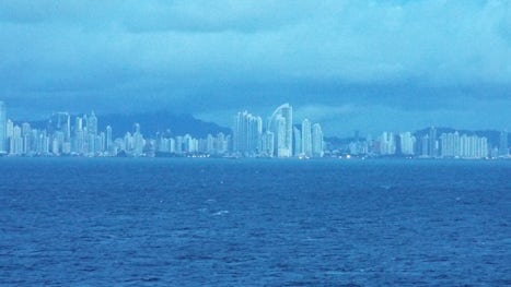 Stunning view of Panama City in the early morning light as we waited our turn to enter the Panama Canal. Taken from the bow of the Nieuw Amsterdam at around 6:00 a.m.