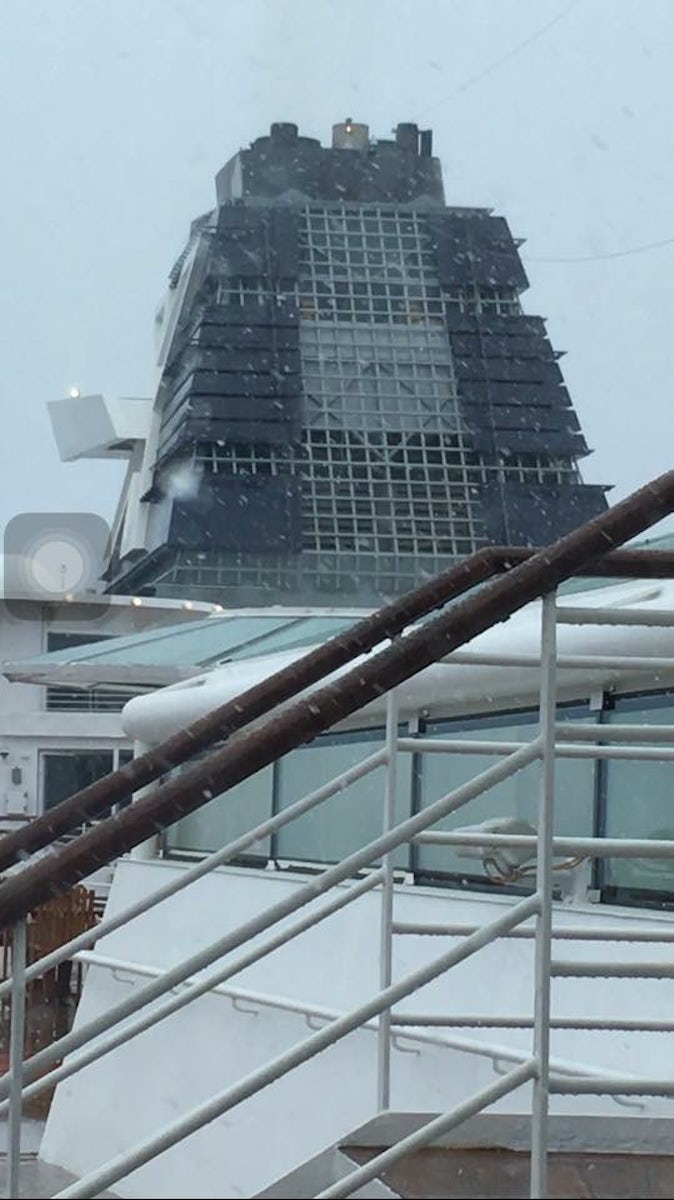 Snowing on a summer day in Antarctica on board Celebrity Infinity.
