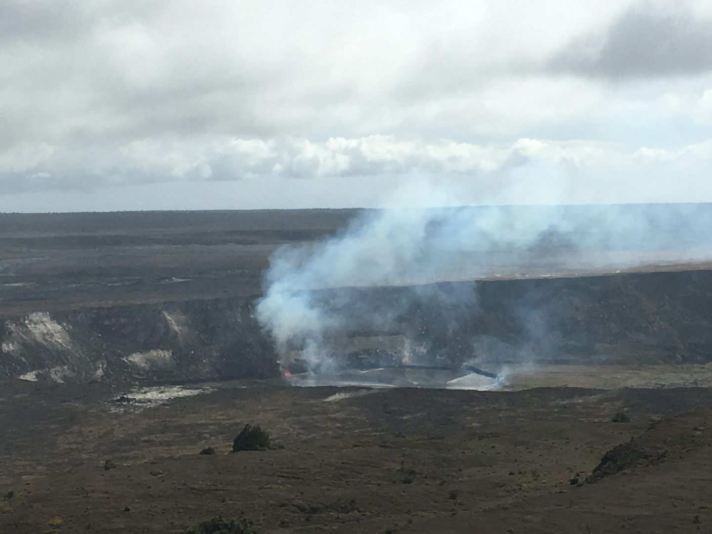 Klauea Crater on the Big Island, Hawaii, after a small eruption the day before