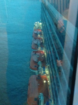 View down side of ship in port nyc