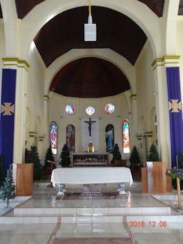 This is the interior of the Catholic Church in downtown across from Freedom Square.