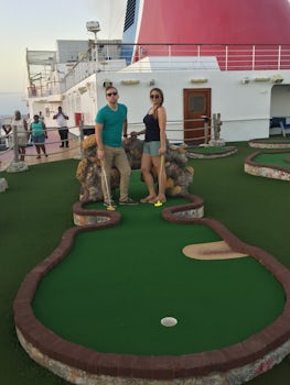 Playing a little game of putt putt with my husband. I won of course!!!
