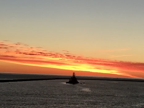 Sunset from the Ruby Princess as we sail out of the Port of Los Angeles