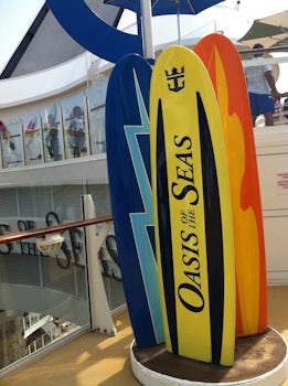 Surfboard decor on board the Oasis Of the Seas