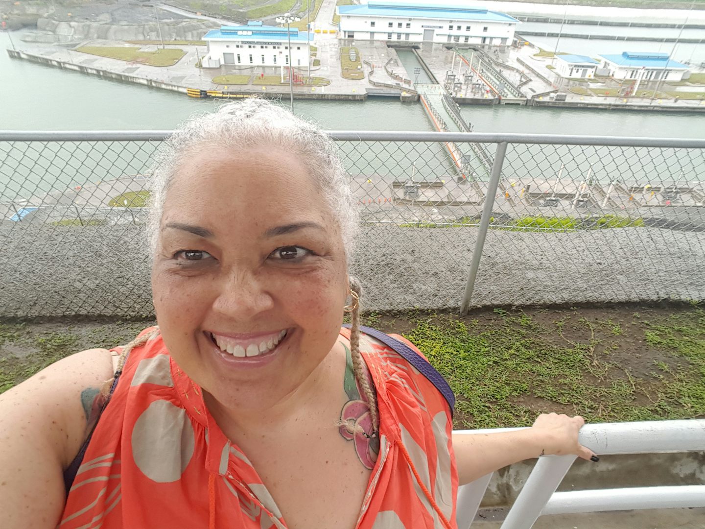 Me with the expansion locks of the Panama Canal in the background