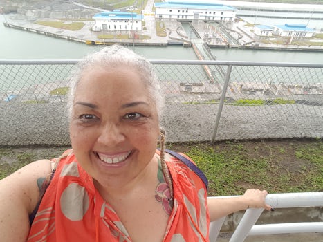 Me with the expansion locks of the Panama Canal in the background