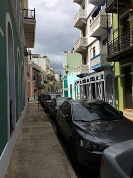 Old San Juan has very narrow streets.  It amazes me to see how the cars maneuver along the way.  If you want a real thrill, ride the FREE trolley car...look for the green numbered signs along the way that indicate where the trolley stops.  Wait patiently and soon they will come and pick you up, with various stops along the way.