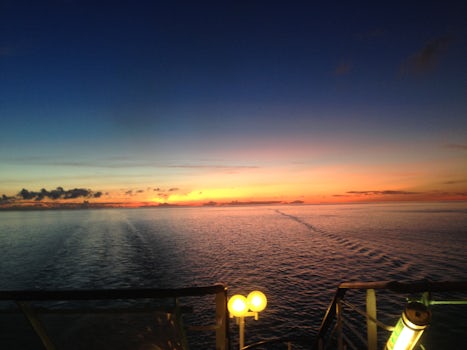 Sun set on the rear deck on a sea day