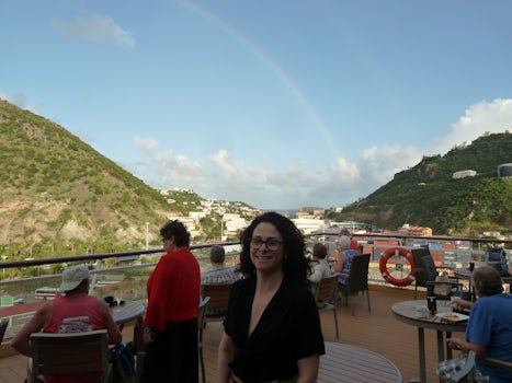 With a little rain, comes a rainbow.  In port and view from the Oceanview Bar