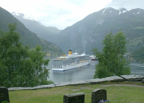 Costa Deliziosa in Norwegian fjord.