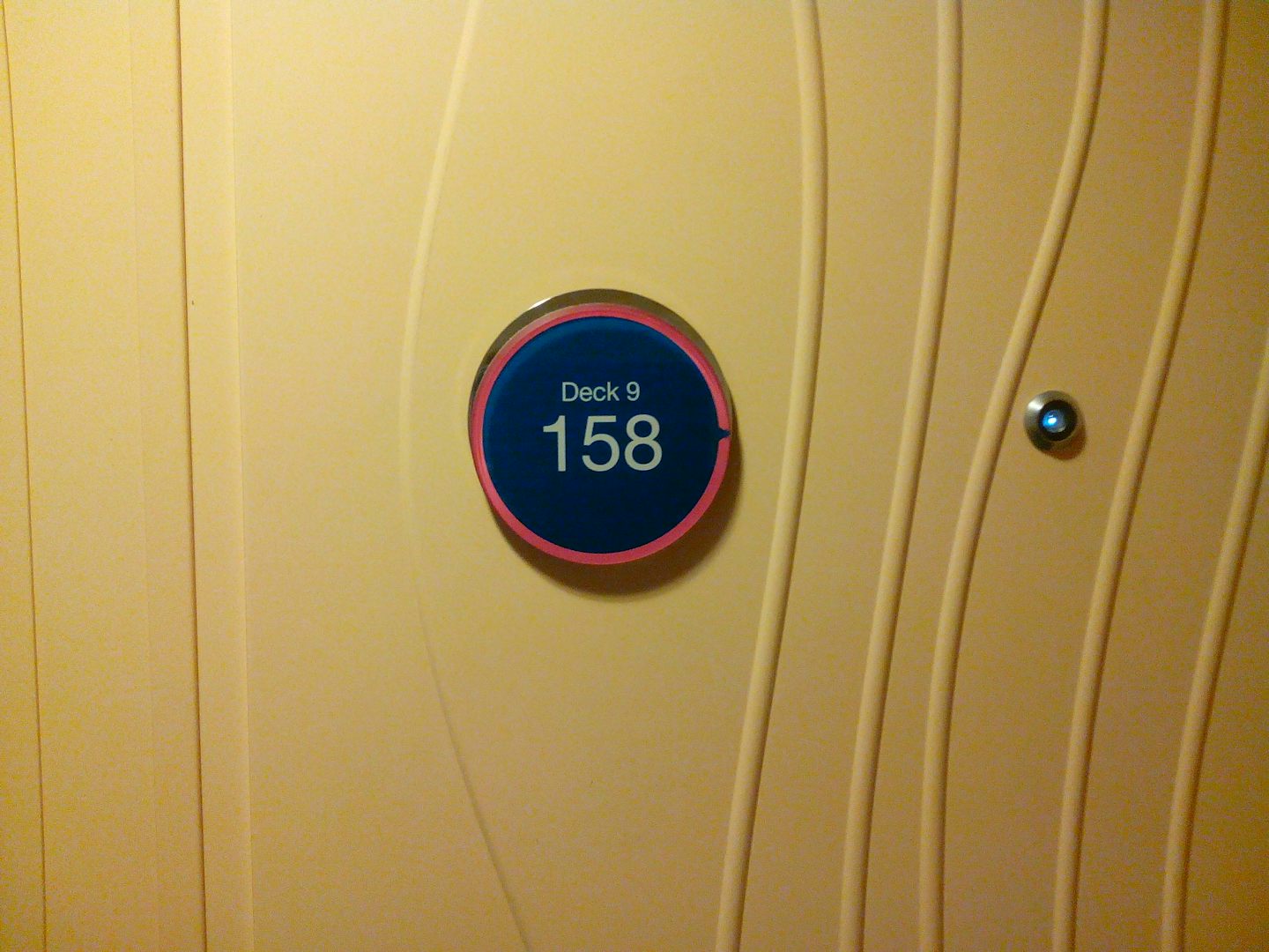 Deck 9 room 158 close to elevators no noise.  very convenient.