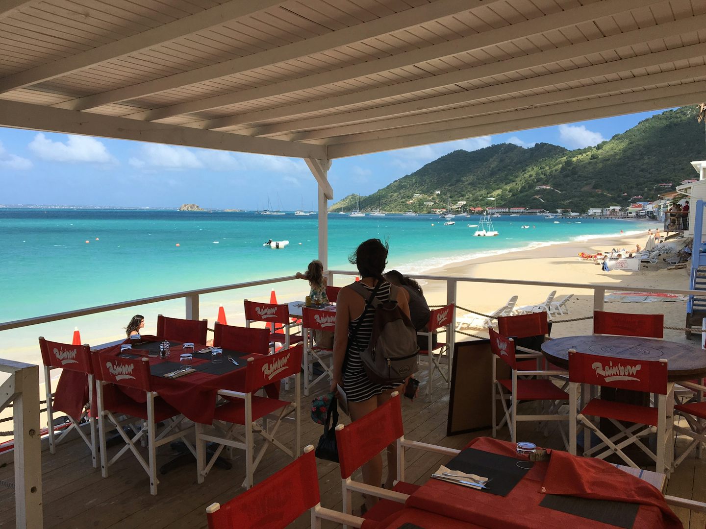 Rainbow Restaurant in Grand Case. Gorgeous beach. If you eat lunch there, t