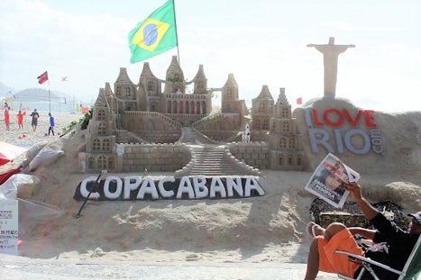Copacabana sand art on the beach.