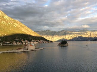 sailing up a fjord in Montenegro