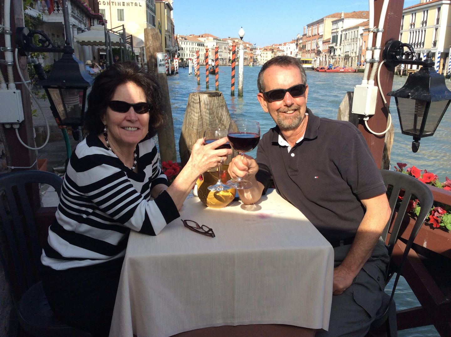 Having lunch and a glass of wine in Venice