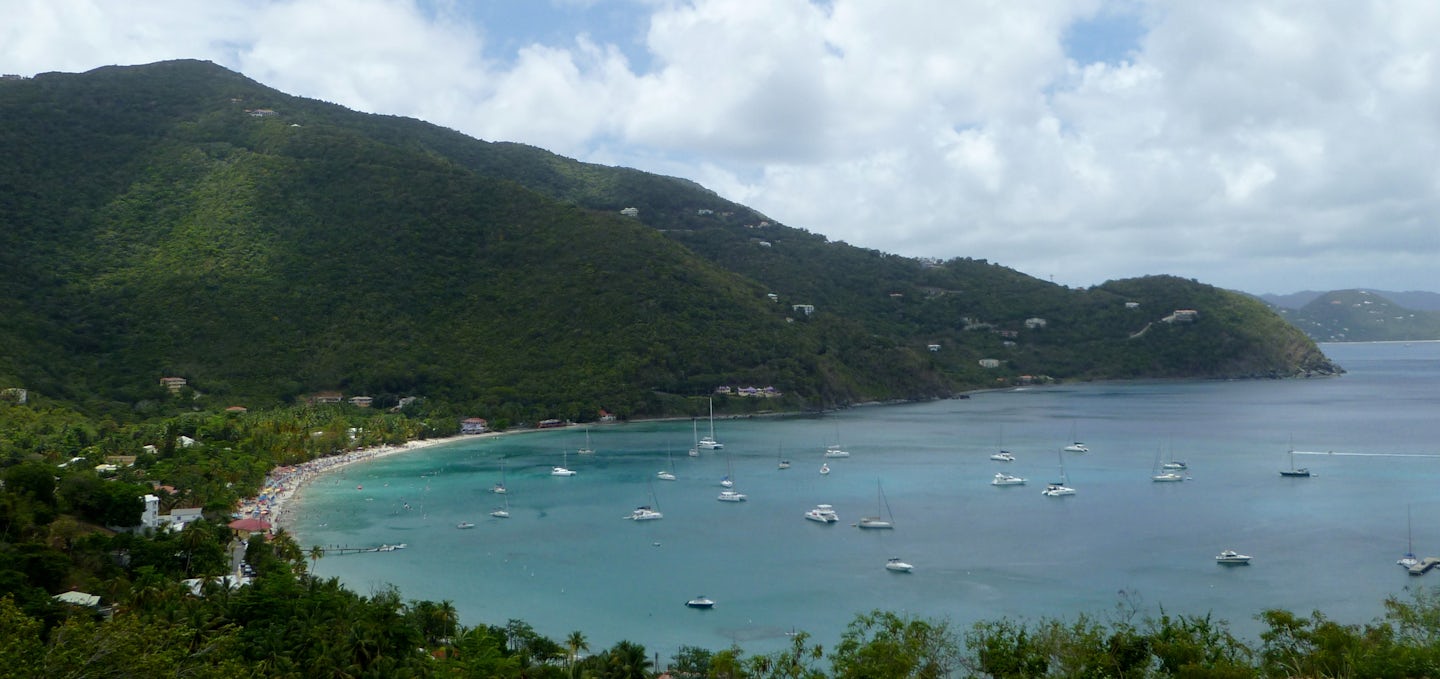 View of Cane Garden Bay Beach in Tortola, BVI (the clearest water I have ever swam in).