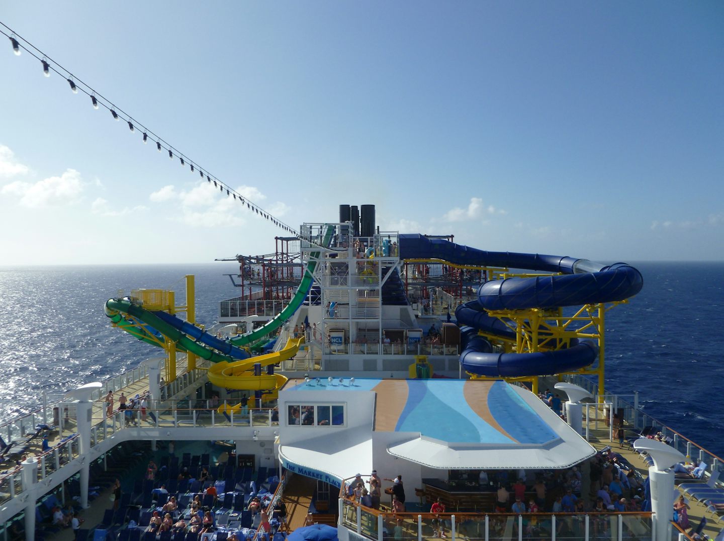 View of the waterslides on the ship.