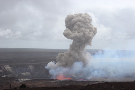 An eruption at the the Kilauea volcano, National Park Hawaii, Island of Hawaii
