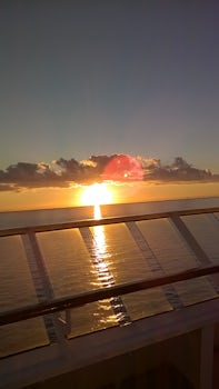 On the ship, in the Baltic.The last drop of the sun as it sets.